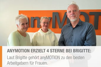 BRIGITTE kürt beste Arbeitgeber für Frauen: anyMOTION gehört dazu