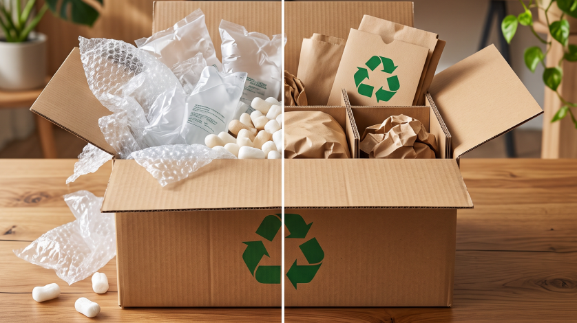 Ein Karton voller Verpackungsmaterial